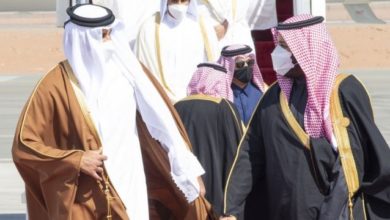 الصورة للأمير تميم بن حمد أمير قطر ، و الأمير محمد بن سلمان بعد المصالحة الخليجية