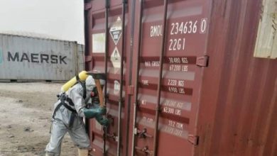 Image showing the chemicals leaking containers in Port Sudan